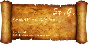 Szakács Géza névjegykártya