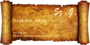 Szakács Géza névjegykártya
